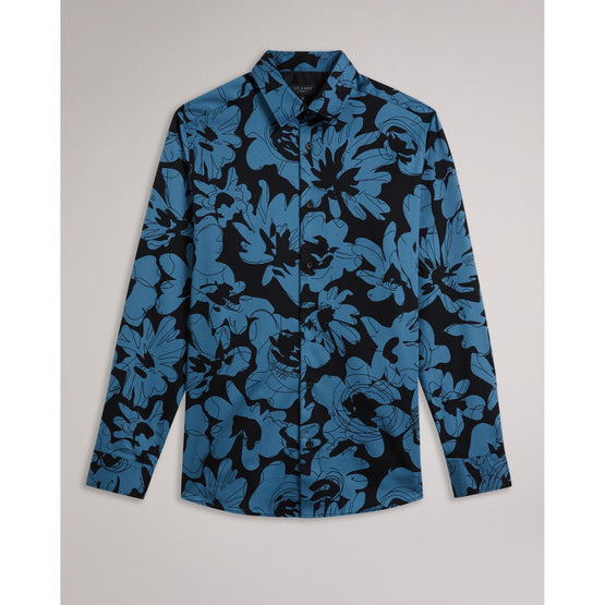 Men Mma-Altlo-Ls Floral Print Shirt - Mid-Blue
