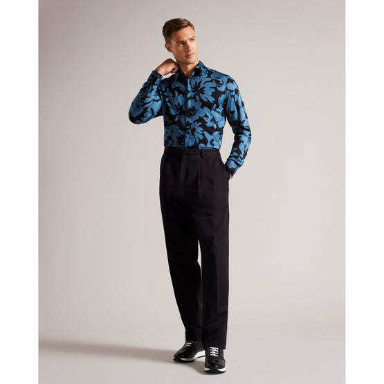 Men Mma-Altlo-Ls Floral Print Shirt - Mid-Blue