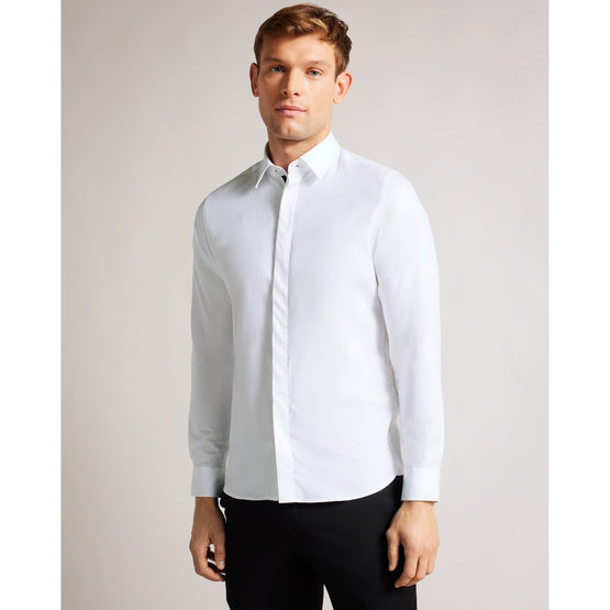 Men Mma-Witone-Ls Woven Herringbone Shirt - White