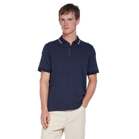 Men Mmb-Pallen-Ss Regular Fit Zip Polo - Navy