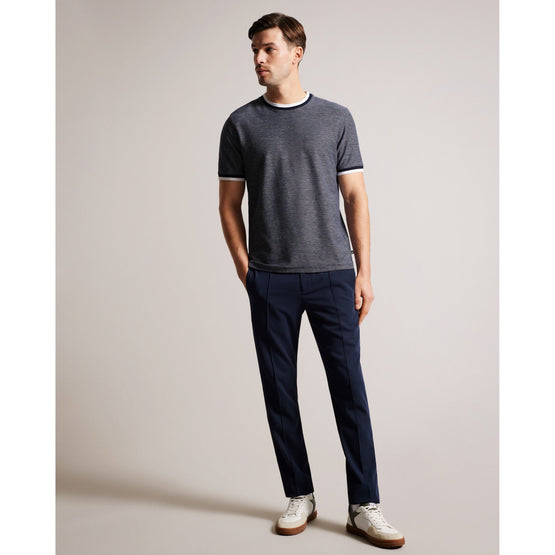 Men Mmb-Bowker-Ss Regular Fit Textured T-Shirt - Navy