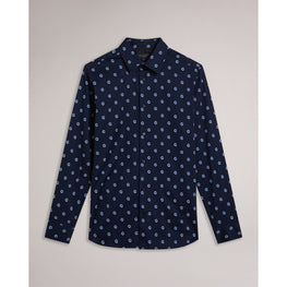 Men Mma-Kyme-Long Sleeve Ditsy Floral Shirt - Navy