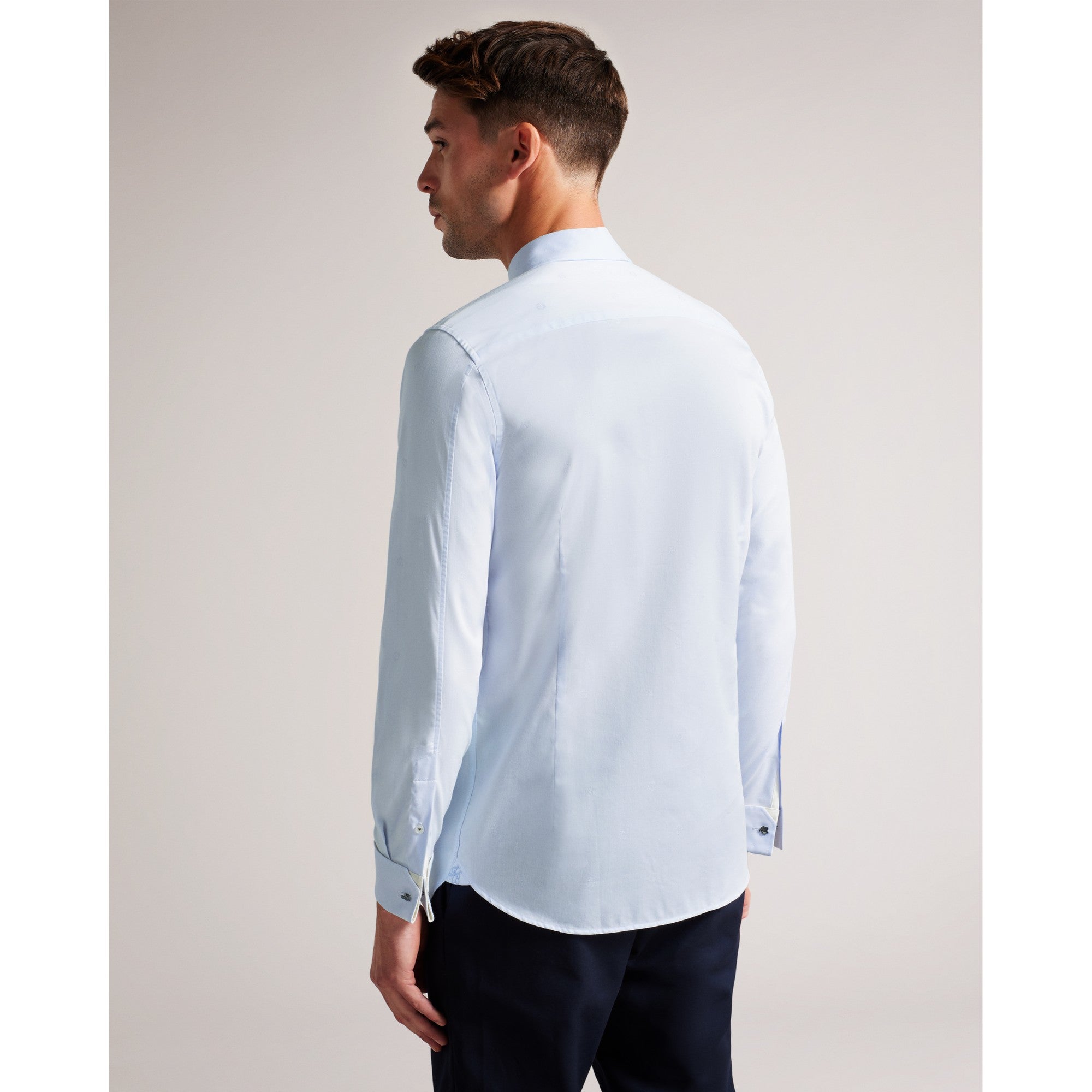Men Mma-Wragby-Ls Tonal Magnolia Jacquard Shirt - Pl-Blue