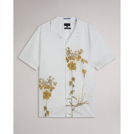 Men Mma-Bedmon-Short Sleeve Botanical Print Shirt - White