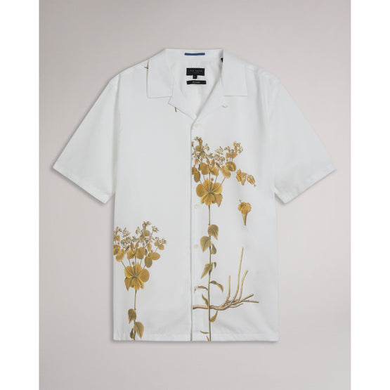 Men Mma-Bedmon-Short Sleeve Botanical Print Shirt - White