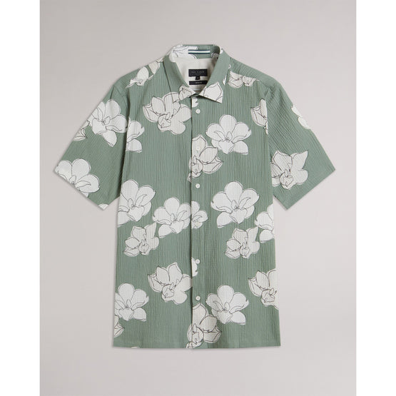 Men Mma-Coving-Short Sleeve Seersucker Floral Print - Lt-Green