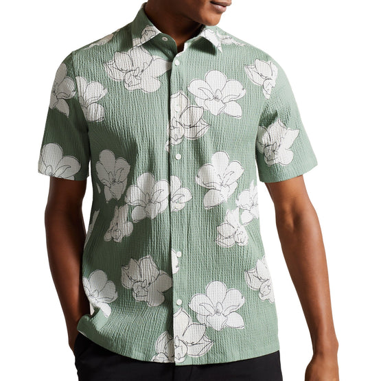 Men Mma-Coving-Short Sleeve Seersucker Floral Print - Lt-Green