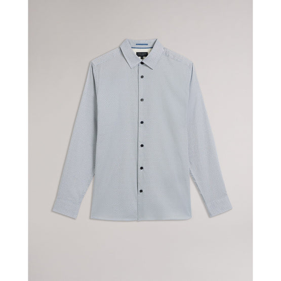 Men Mma-Alham-Ls Fine Geo Stretch Shirt - Navy