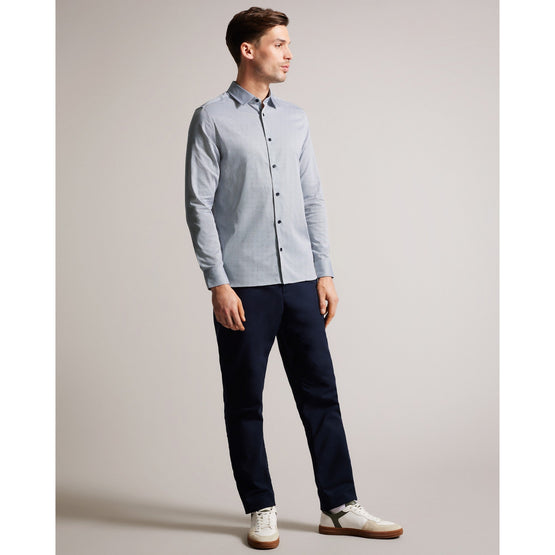 Men Mma-Alham-Ls Fine Geo Stretch Shirt - Navy