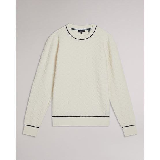 Men Mmk-Sepal-Ls Regular Textured Crew Neck - Ecru