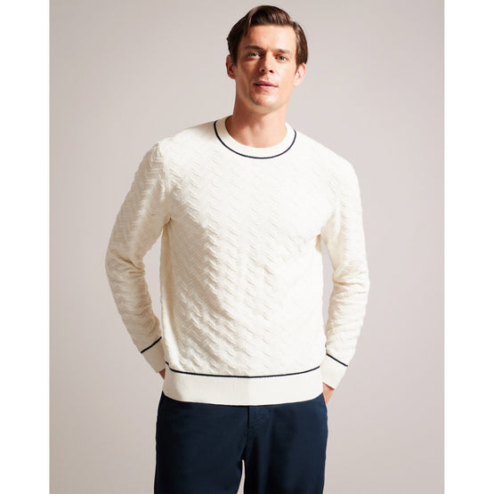 Men Mmk-Sepal-Ls Regular Textured Crew Neck - Ecru