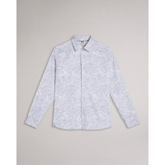 Men Mma-Neale-Ls Slim Dense Floral Shirt - White