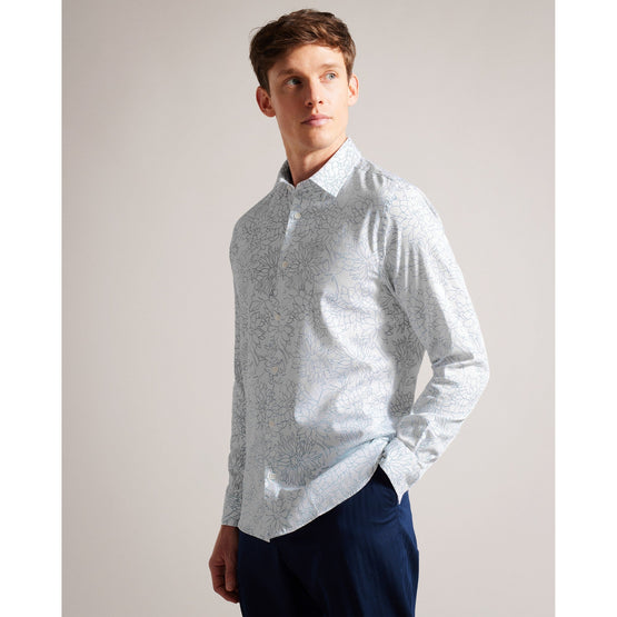Men Mma-Neale-Ls Slim Dense Floral Shirt - White