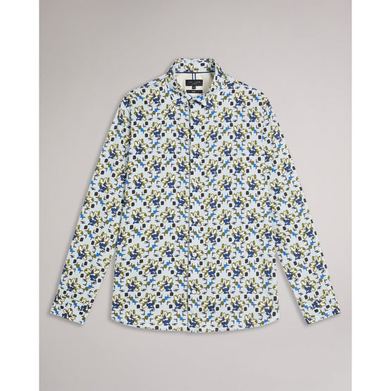 Men Mma-Arigna-Ls Slim Magnolia Shirt - Pl-Blue