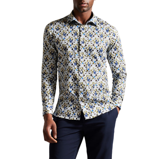 Men Mma-Arigna-Ls Slim Magnolia Shirt - Pl-Blue