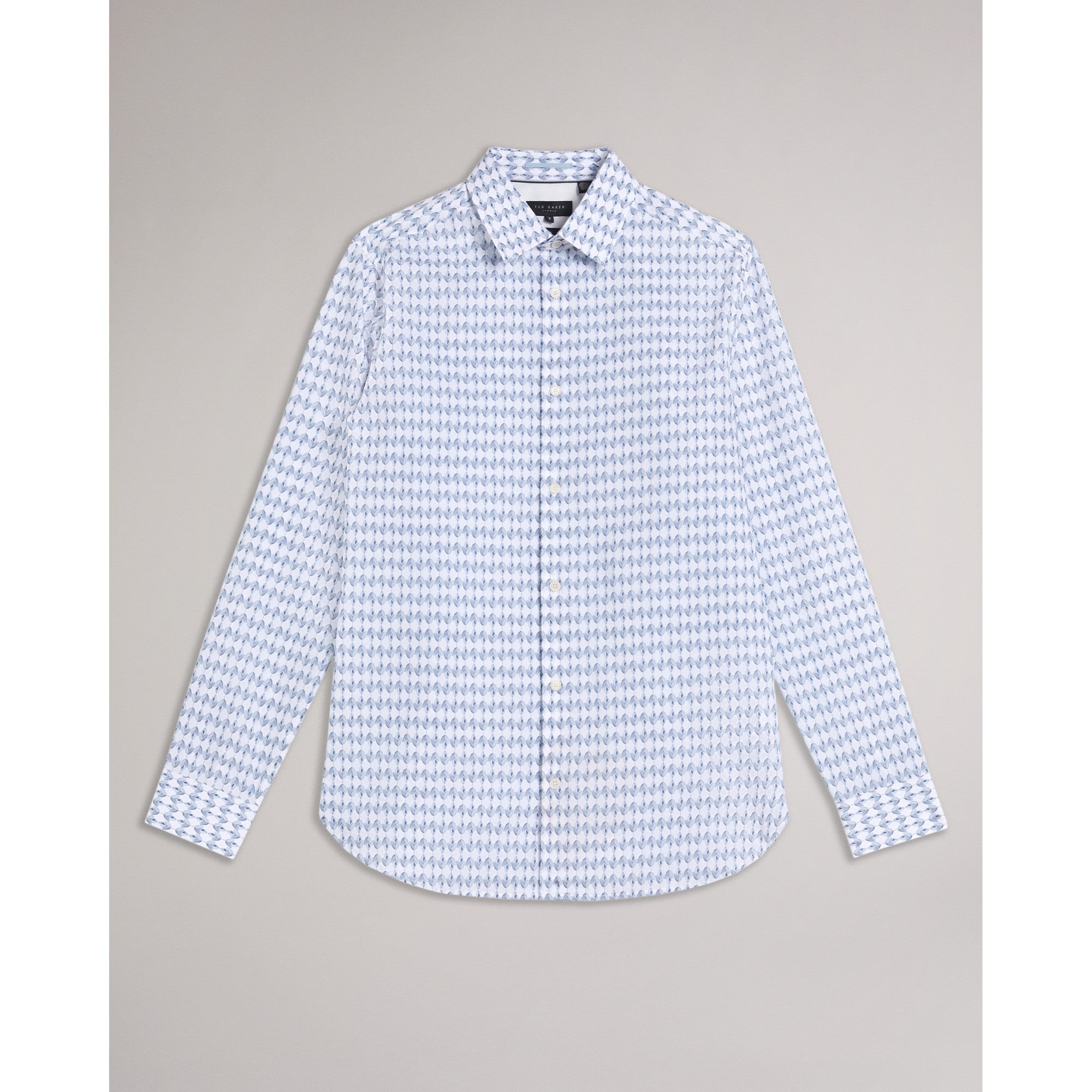 Men Mma-Dibbin-Ls Slim Micro Leaf Shirt - Pl-Blue