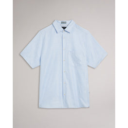 Men Mma-Kingfrd-Short Sleeve Linen Shirt - Lt-Blue
