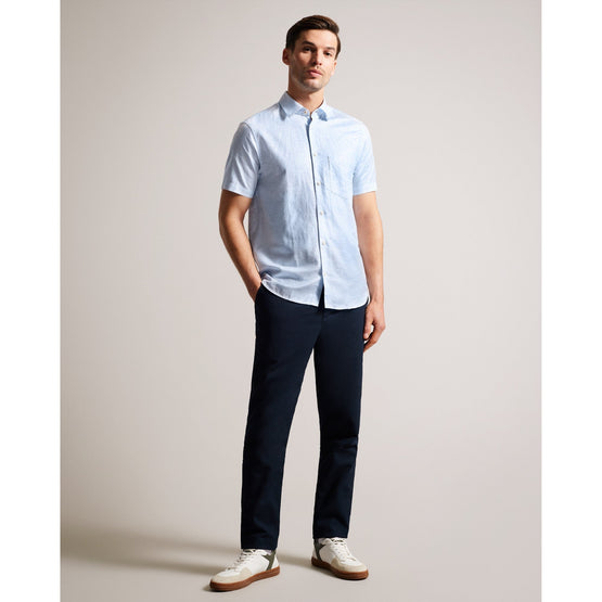 Men Mma-Kingfrd-Short Sleeve Linen Shirt - Lt-Blue