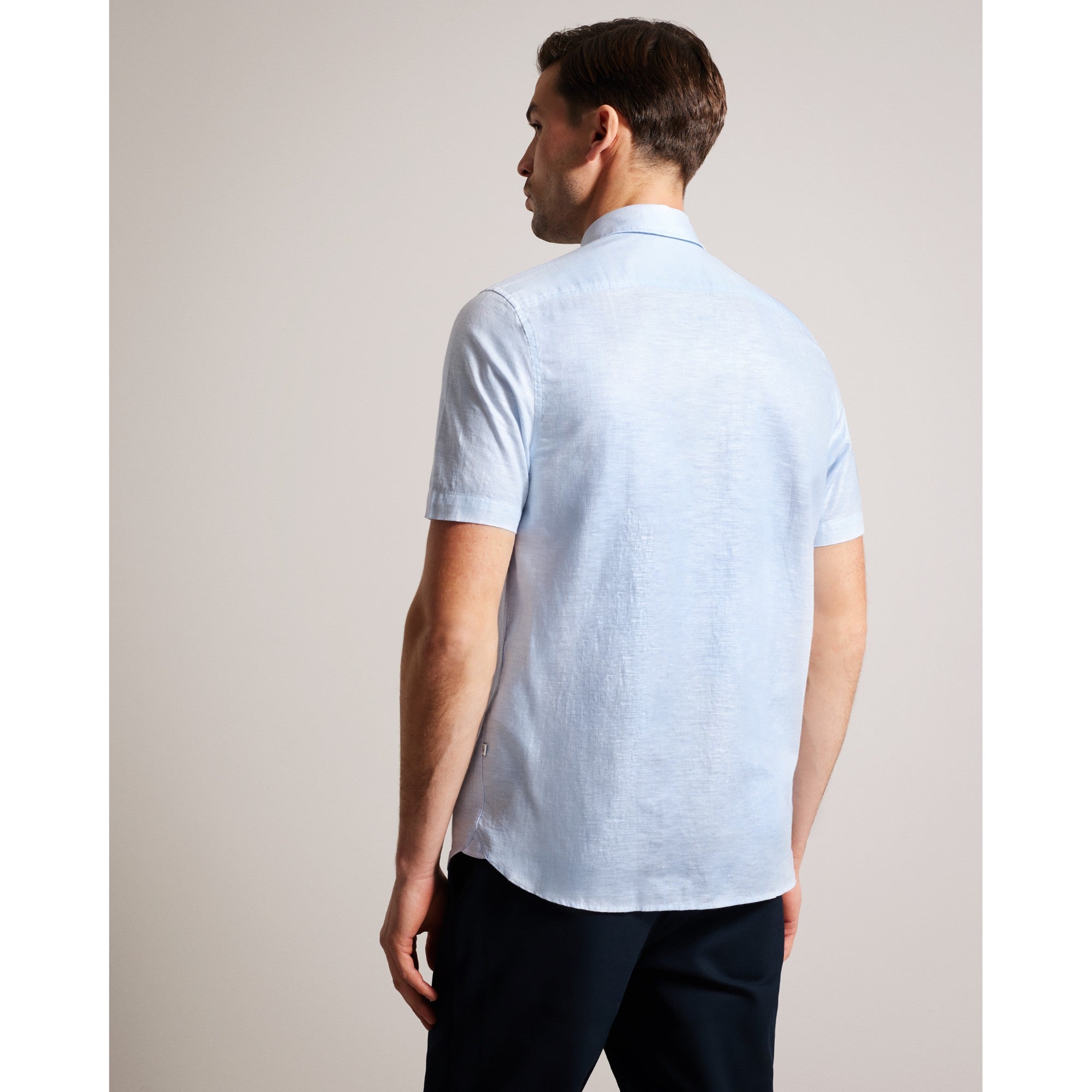 Men Mma-Kingfrd-Short Sleeve Linen Shirt - Lt-Blue