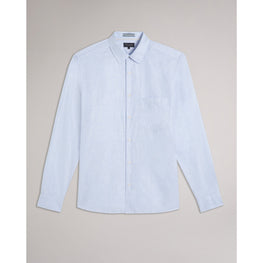 Men Mma-Kingwel-Long Sleeve Linen Shirt - Lt-Blue