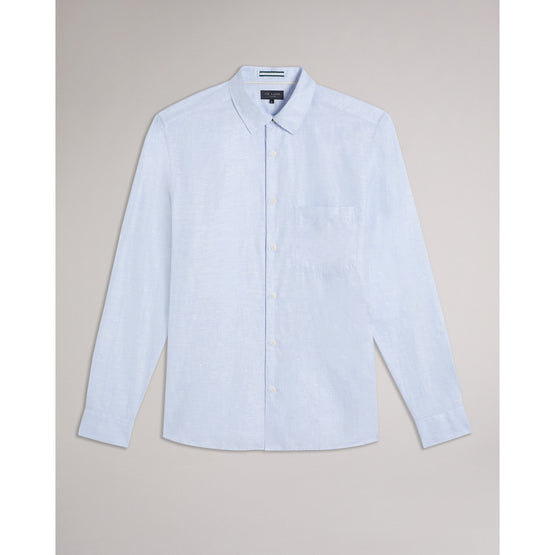 Men Mma-Kingwel-Long Sleeve Linen Shirt - Lt-Blue