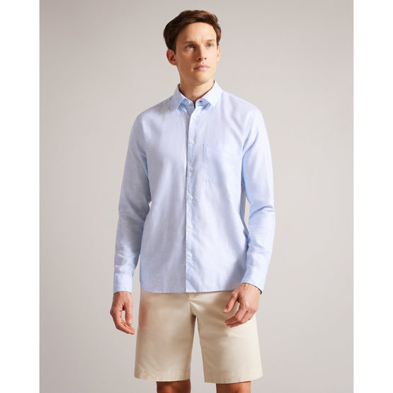 Men Mma-Kingwel-Long Sleeve Linen Shirt - Lt-Blue