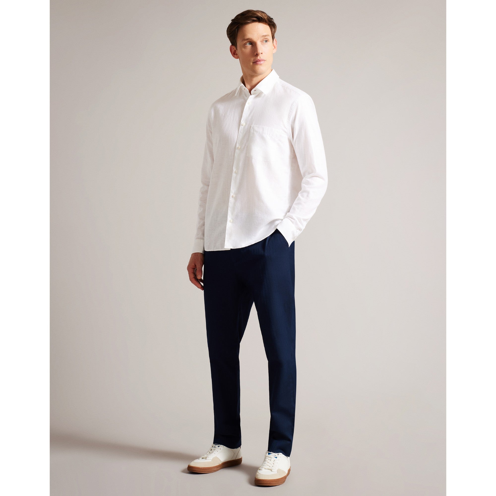 Men Mma-Kingwel-Long Sleeve Linen Shirt - White