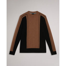 Men Mmk-Mitted-Ls Merino T Striped Crew Neck - Tan