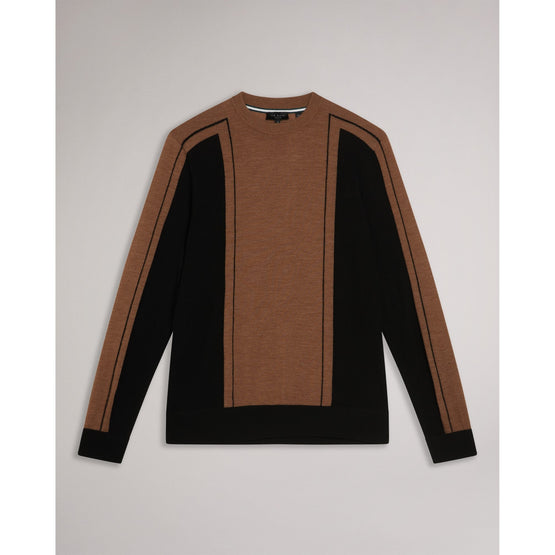 Men Mmk-Mitted-Ls Merino T Striped Crew Neck - Tan
