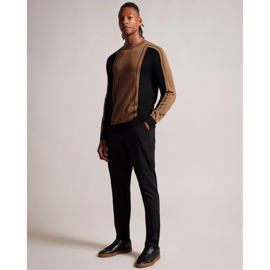 Men Mmk-Mitted-Ls Merino T Striped Crew Neck - Tan
