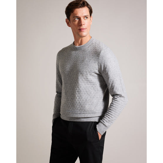 Men Mmk-Loung-Ls T Stitch Crew Neck - Grey-Marl