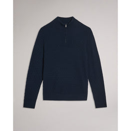 Men Mmk-Kurnle-Ls T Stitch Knitted Half Zip - Navy