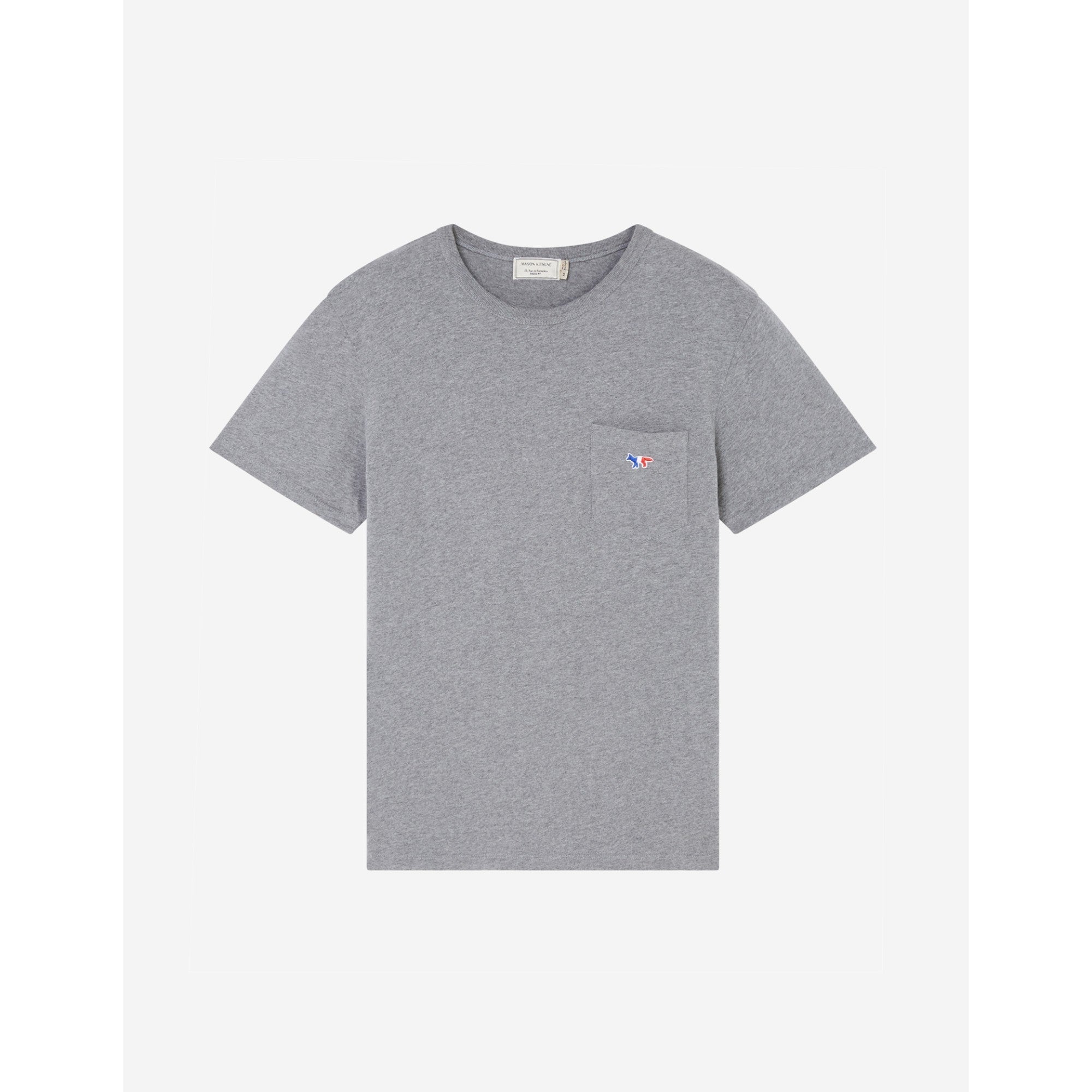 Men Tee-Shirt Tricolor Fox Patch - Grey Melange