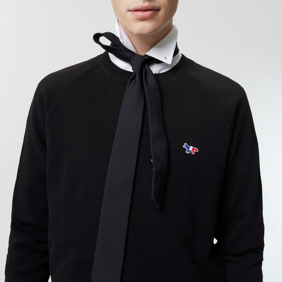 Men Sweatshirt Tricolor Fox Patch - Black