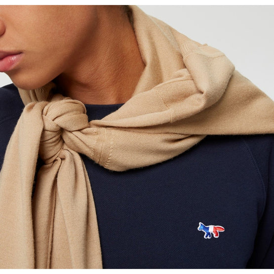 Men Sweatshirt Tricolor Fox Patch - Navy