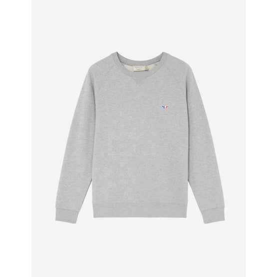 Men Sweatshirt Tricolor Fox Patch - Grey Melange
