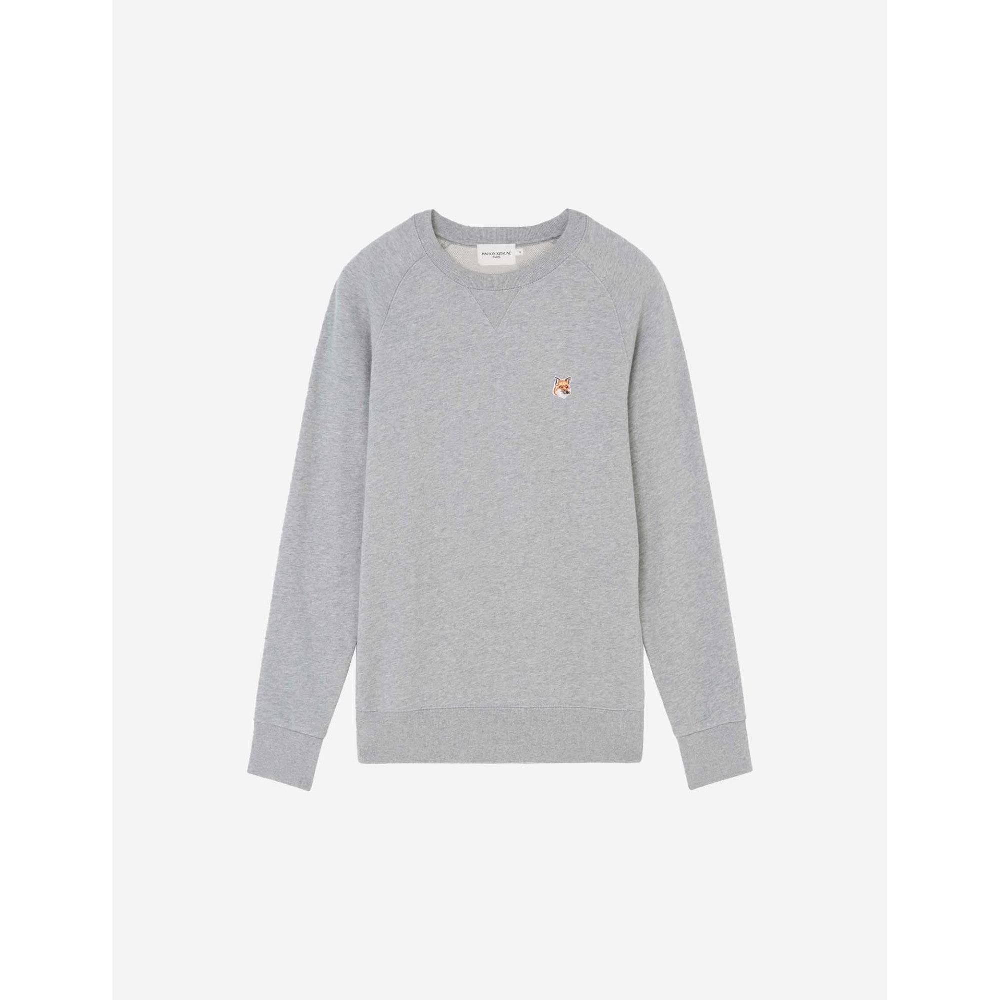 Men Fox Head Patch Classic Sweatshirt - Grey Melange