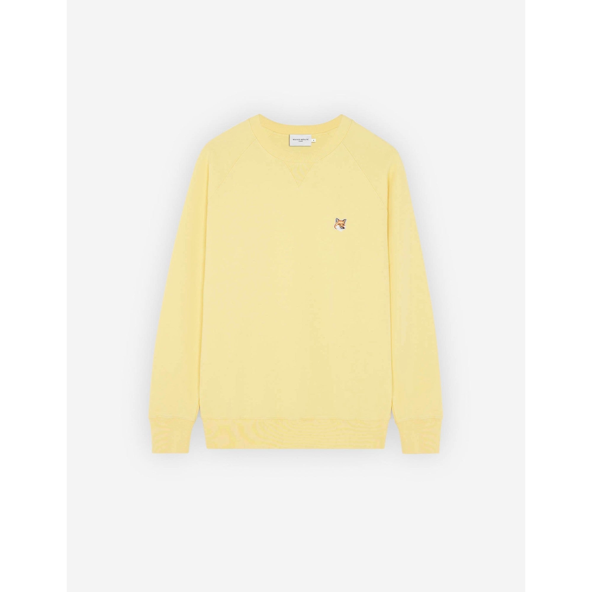 Men Fox Head Patch Classic Sweatshirt - Soft Yellow