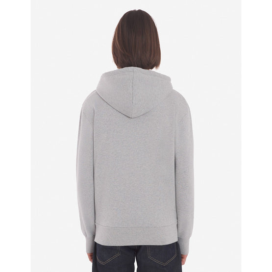Men Tricolor Fox Patch Zip Hoodie - Grey Melange