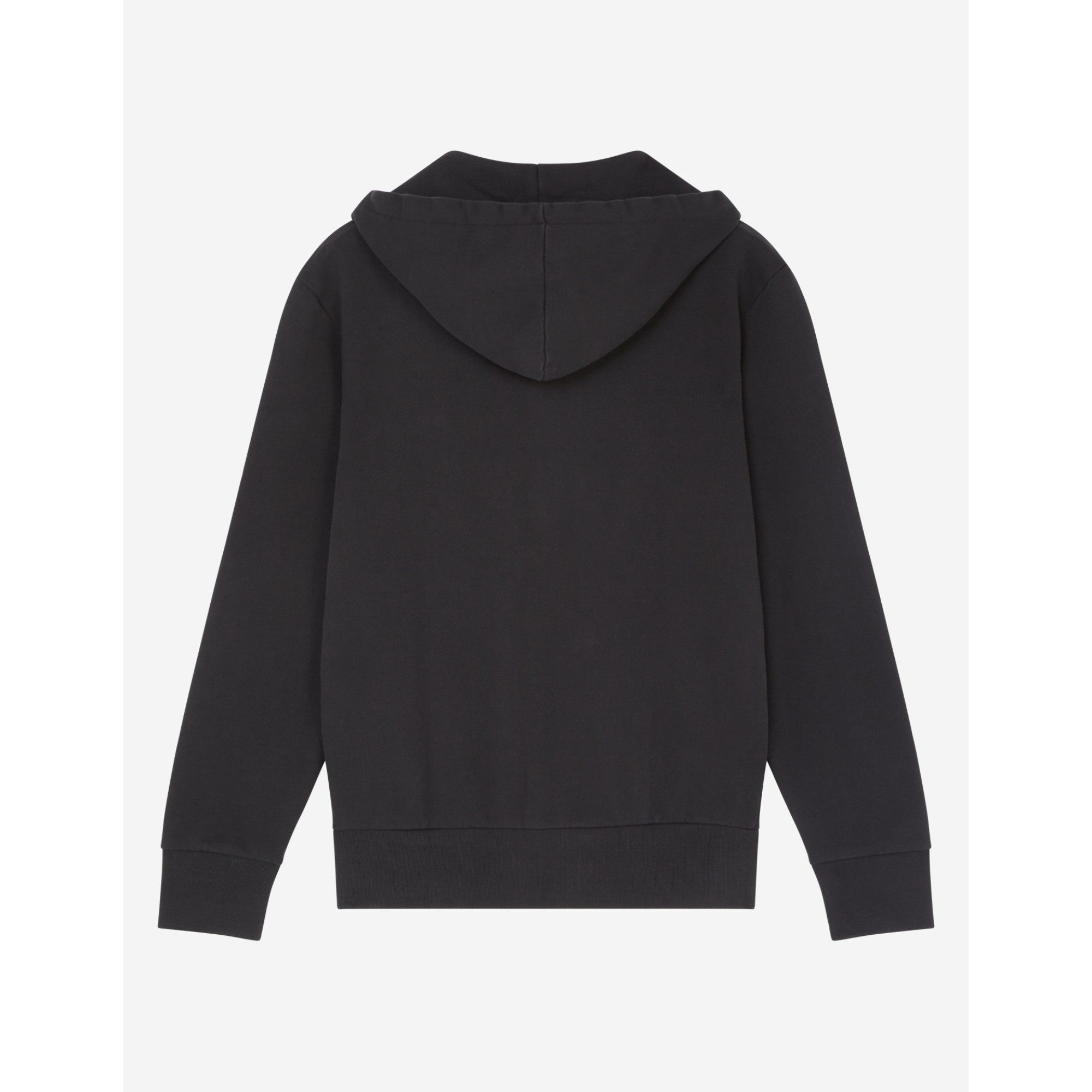 Men Tricolor Fox Patch Zip Hoodie - Black