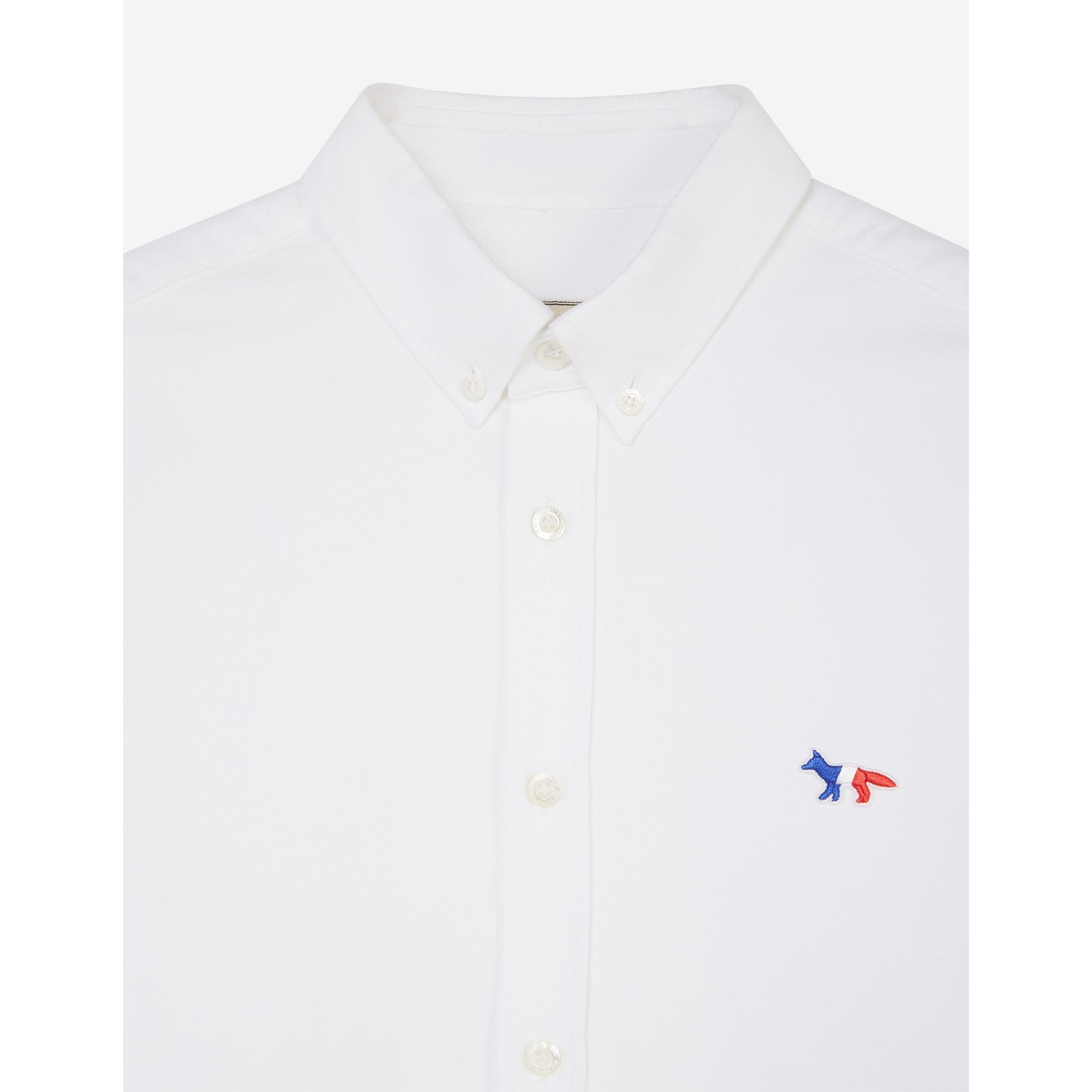 Men Oxford Tricolor Fox Patch Classic Shirt Bd - White