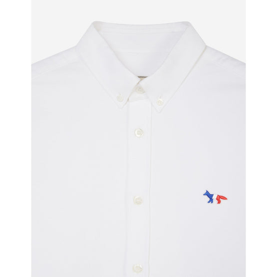 Men Oxford Tricolor Fox Patch Classic Shirt Bd - White