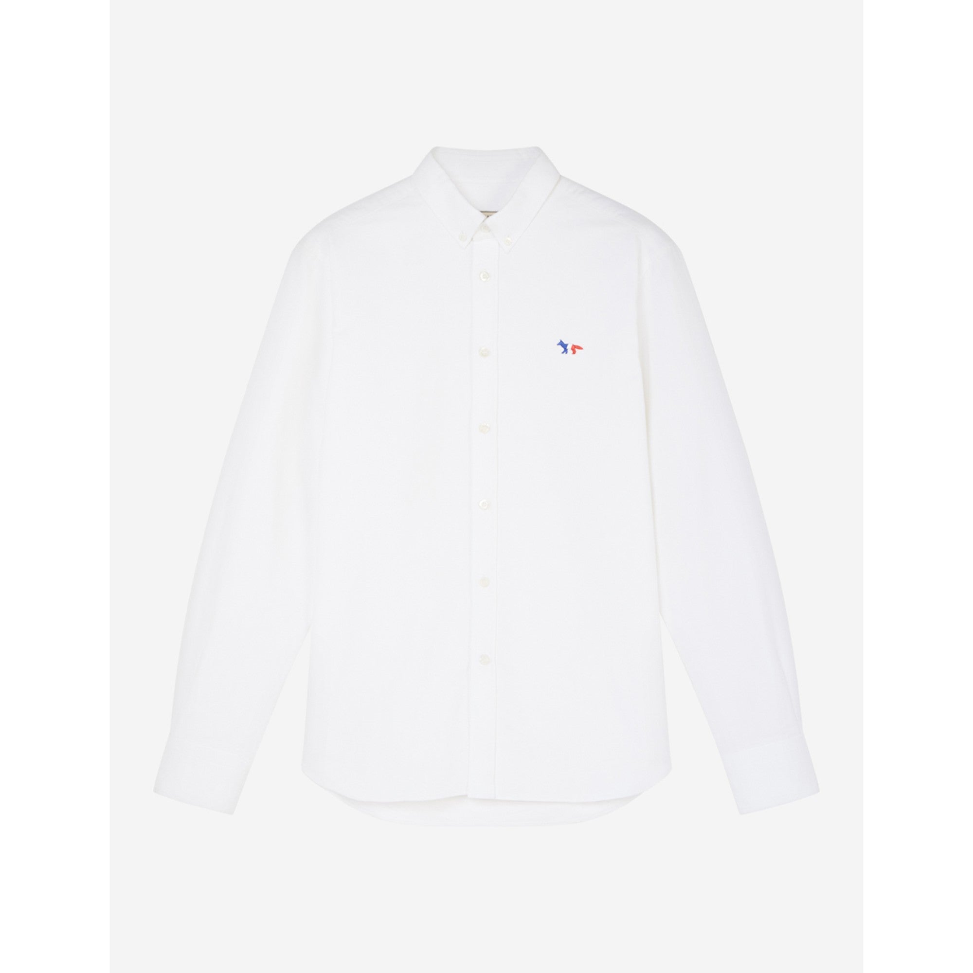 Men Oxford Tricolor Fox Patch Classic Shirt Bd - White