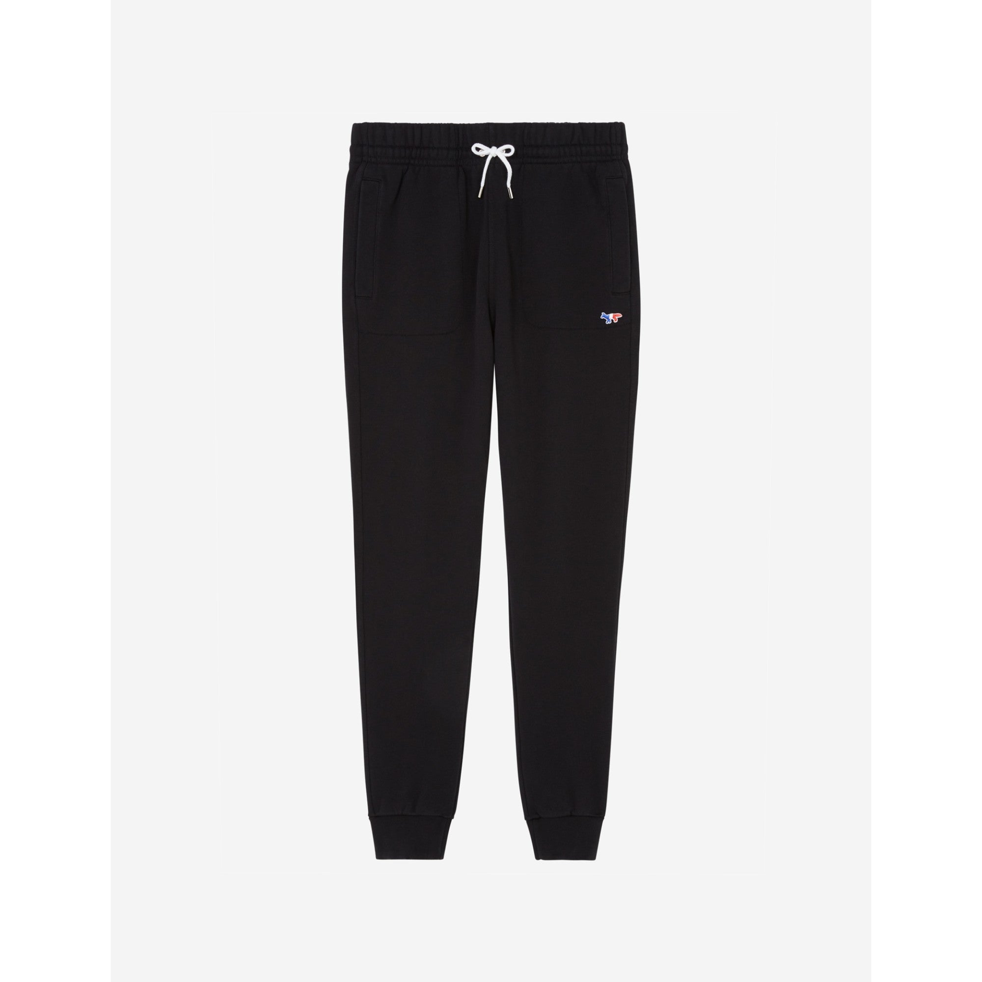 Men Tricolor Fox Patch Classic Jog Pants - Black