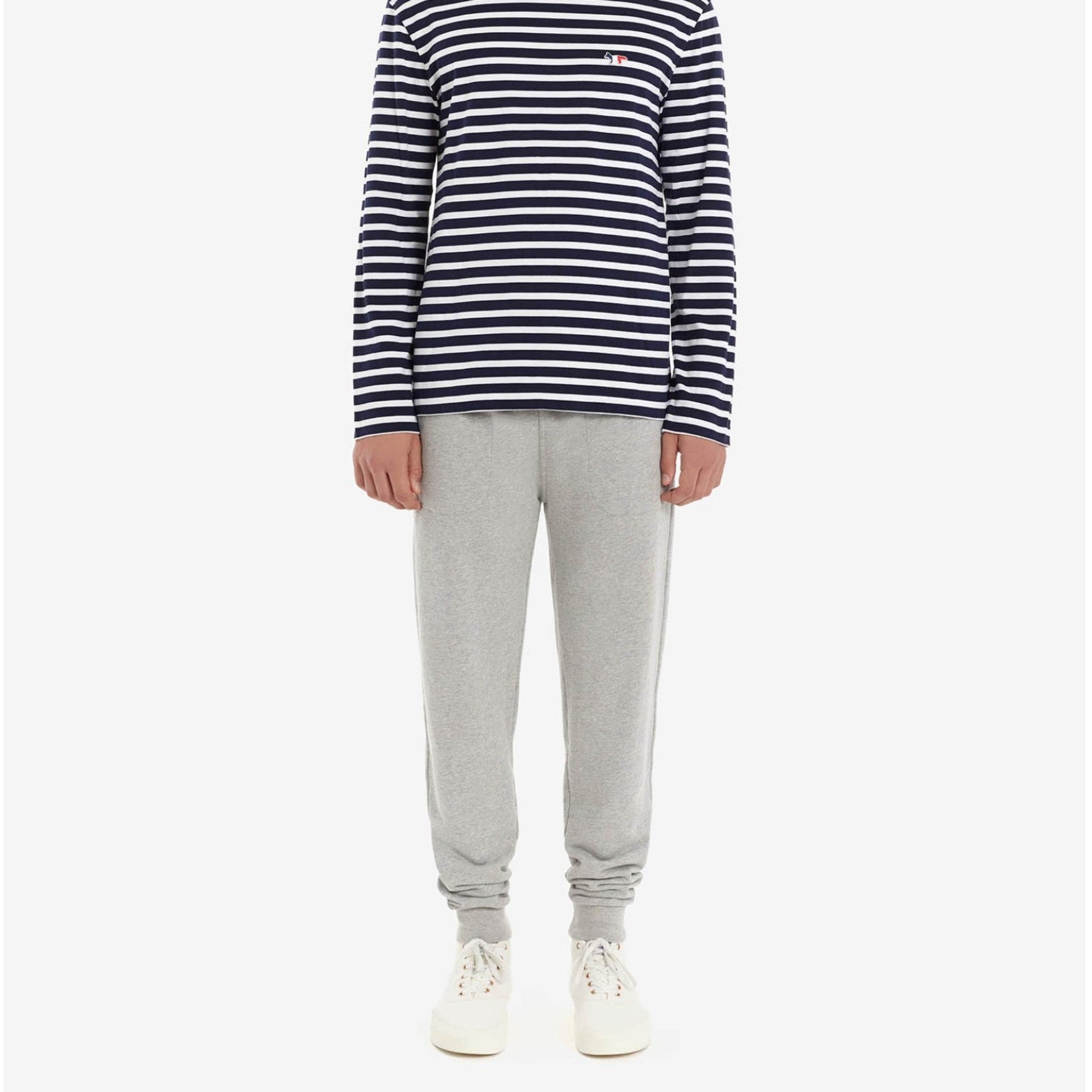 Men Tricolor Fox Patch Classic Jog Pants - Grey Melange