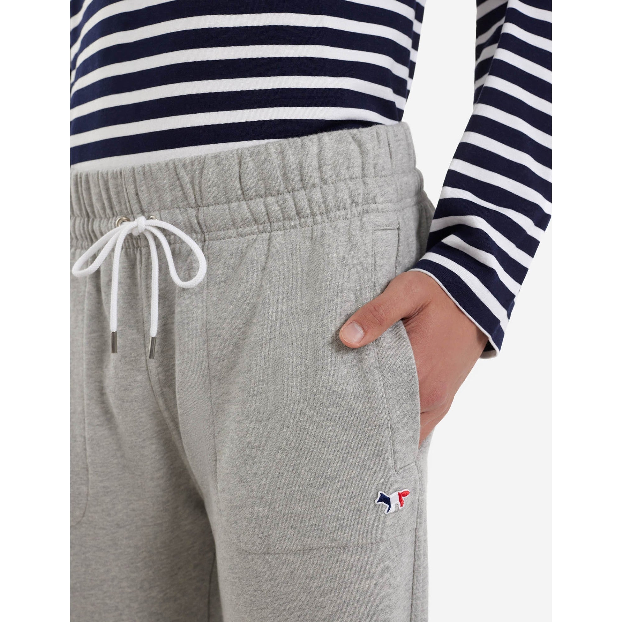 Men Tricolor Fox Patch Classic Jog Pants - Grey Melange