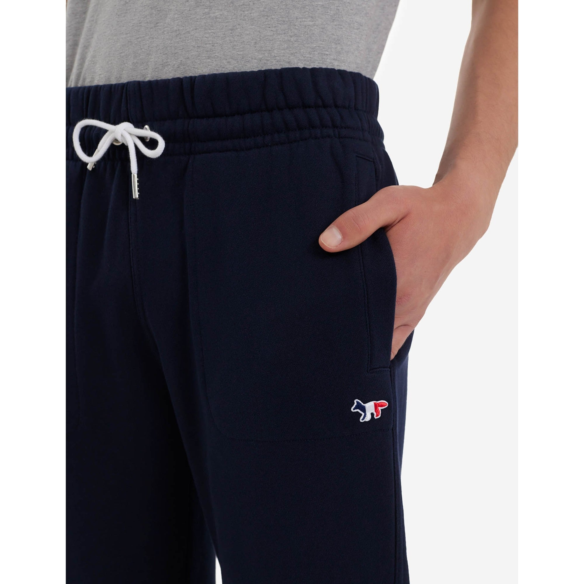 Men Tricolor Fox Patch Classic Jog Pants - Navy