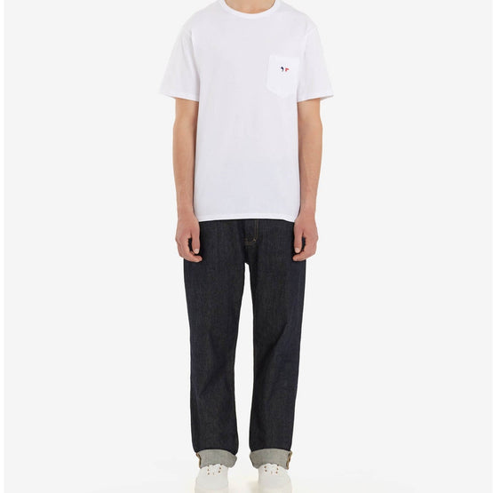 Men Tricolor Fox PatchClassic Pocket Tee-Shirt - White