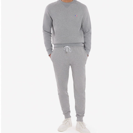 Men Tricolor Fox Patch Clean Sweatshirt - Grey Melange