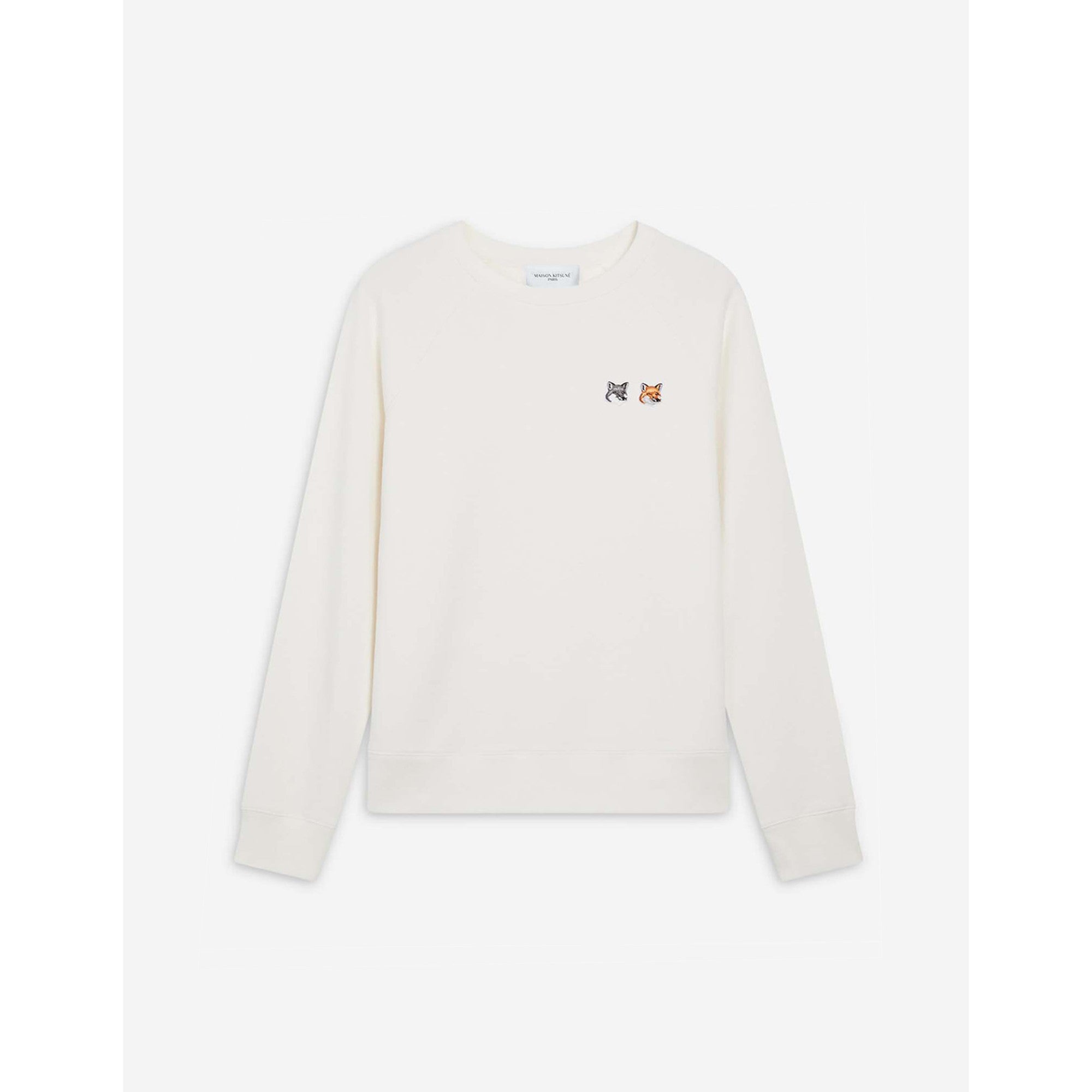 Men Double Fox Head Patch Classic Sweatshirt - Ecru